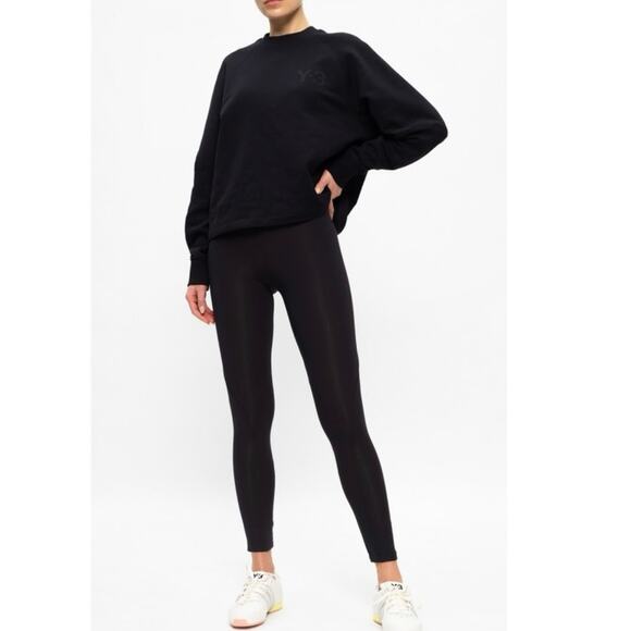 Y-3 Womens Black Long Sleeve Logo Crew Neck Cozy Sweater Sweatshirt Top Size M - Picture 2 of 14